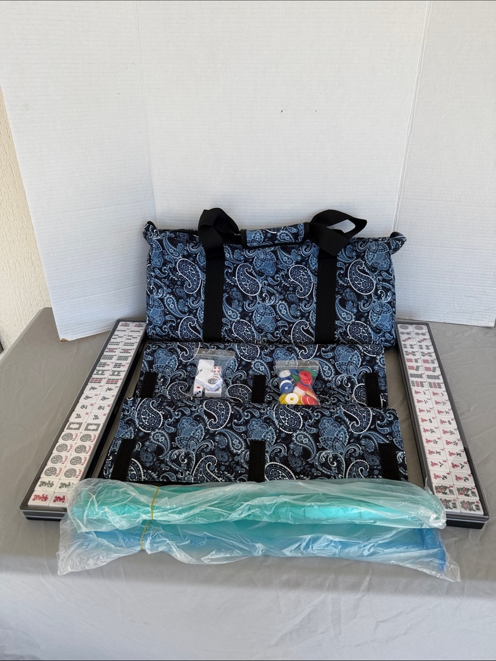 American Mahjong Set Sealed Tiles Blue Paisley Travel Carry Bag and Accessories - Picture 4 of 12
